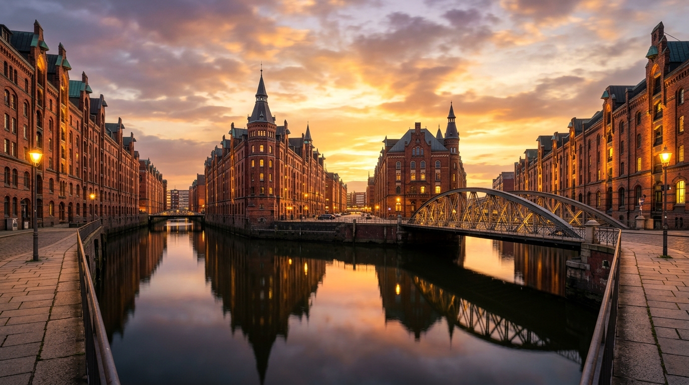 汉堡仓库城 Speicherstadt 夕阳
