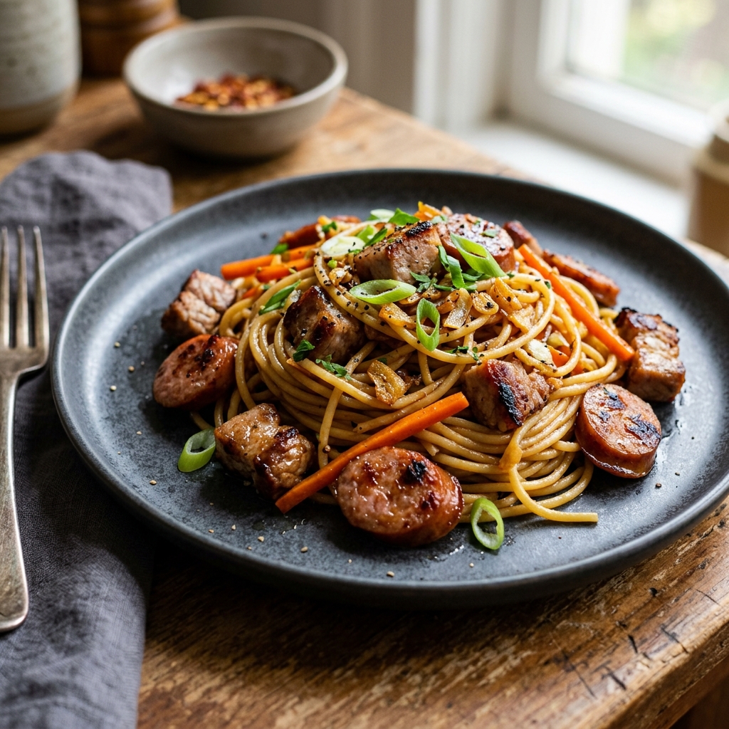 image from roasted meat pasta